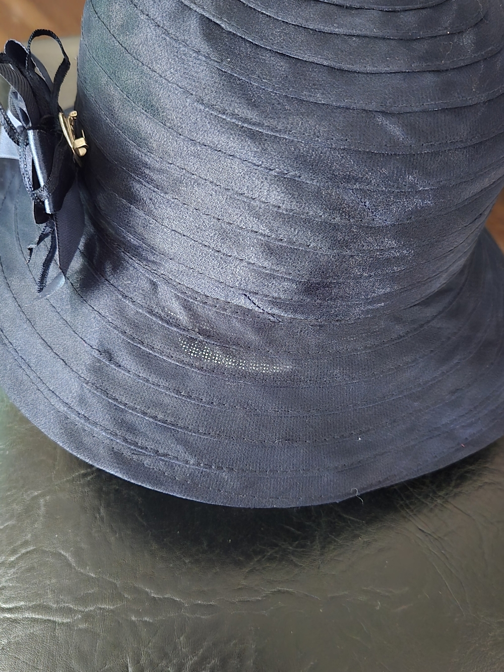 Classic Navy Women's Brim Hat with Bow Accent